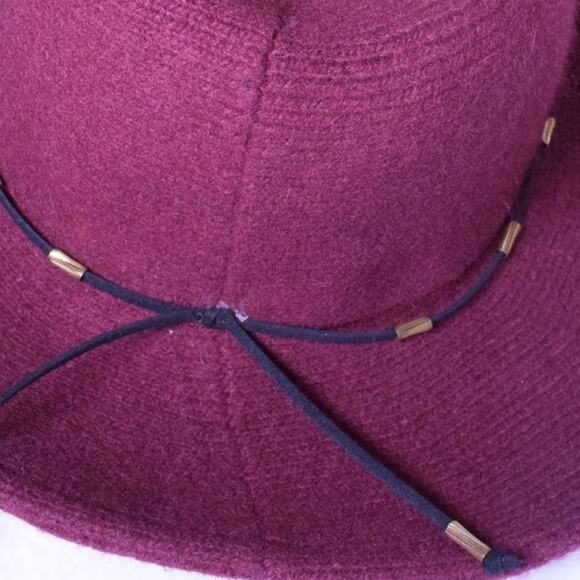 Burgundy Bucket Hat Fedora Wool/Polyester 3" Brim My Basic Beaded BK Cord Band - Picture 11 of 11